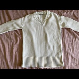 Everlane White V-neck Sweater